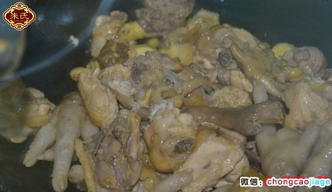 冬蟲夏草燉雞2翻炒雞肉